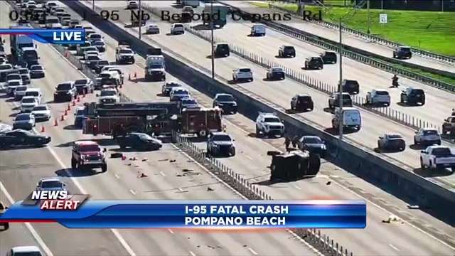 Crews respond to fatal crash on I-95 in Pompano Beach; most NB lanes closed