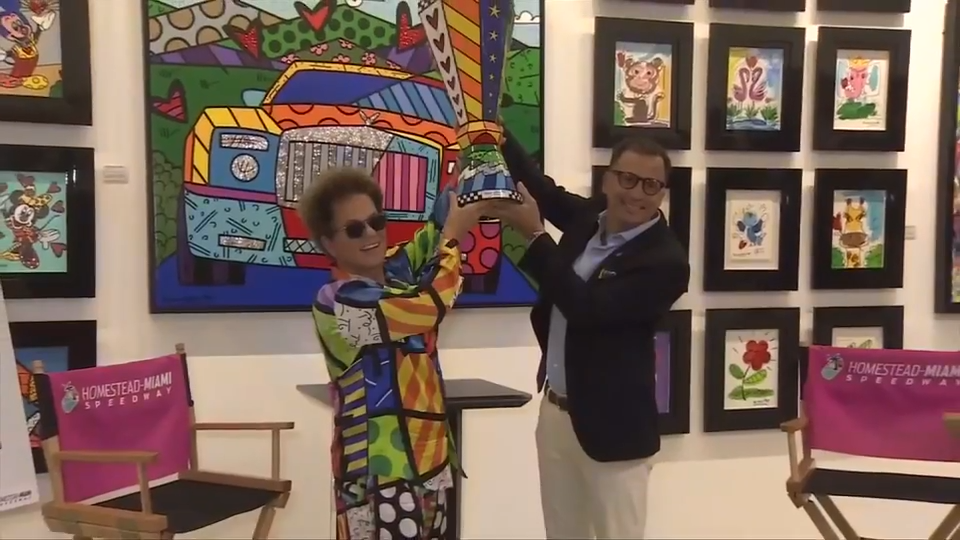 Iconic artist Romero Britto makes unique trophy for NASCAR Championship Weekend in Homestead