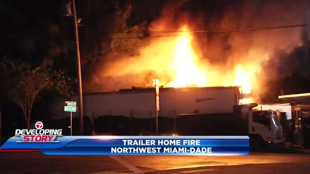 Crews put out trailer home fire in NW Miami-Dade; 2 occupants OK, unclear if pets survived